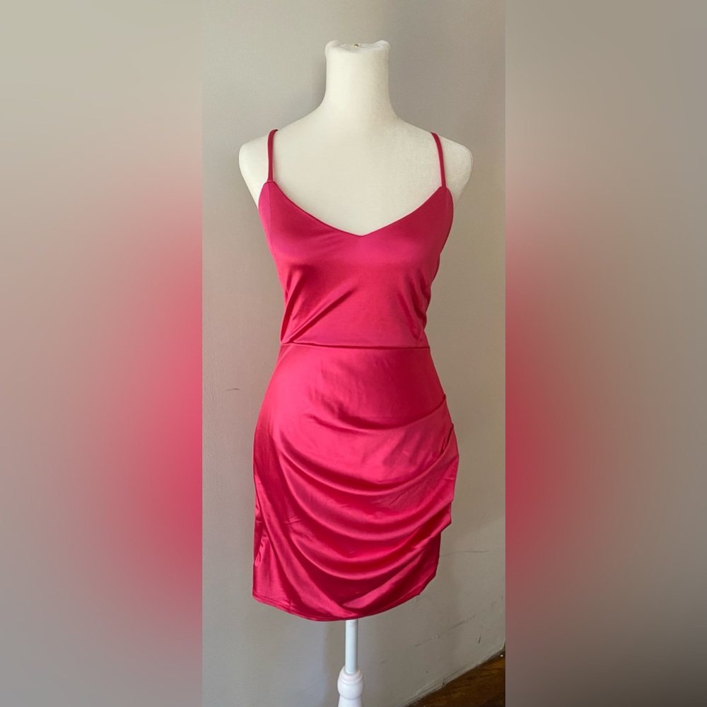 Forever21 shocking Pink satin dress